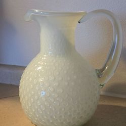 Vintage Milk Glass Hobnail Pitcher