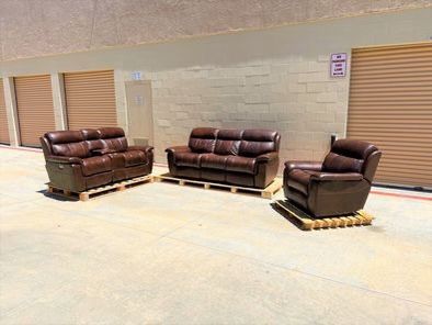 Open Box_Costco Keegan 3-piece Leather Power Reclining Set with Power Headrests_60% Off