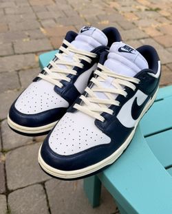 WOMENS NIKE DUNK LOW PRM VINTAGE NAVY ATHLETIC SNEAKERS FN7197-100 SIZE 12 NWOT