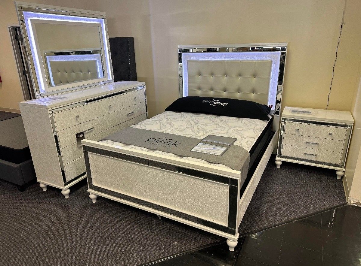 Valentino Bedroom Set,  Furniture  Bed Frame Dresser Mirror Nightstand 