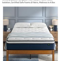 Queen Size Bed - 3 Piece Set: Bed Frame, Mattress, Box Spring Foundation