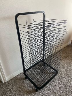 Heavy-Duty Mobile Art & Paper Drying Rack (25 Shelf Rolling Rack)