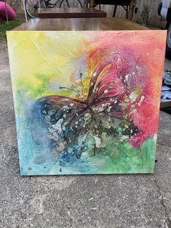 Colorful Butterfly print on canvas - 24" x 24"