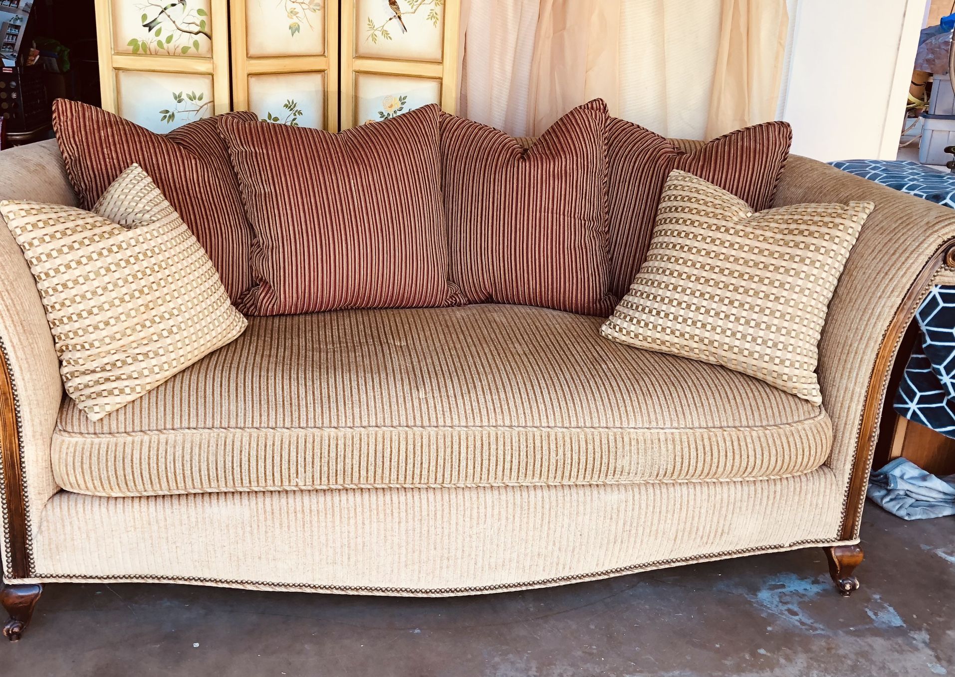 Large Custom Made Sofa, Down Pillows Comfortable!