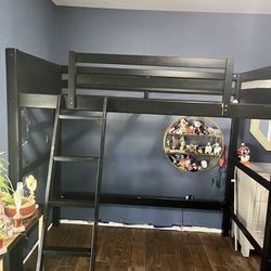 Twin Size Loft Bed Black Wood $100 Each— Two Available