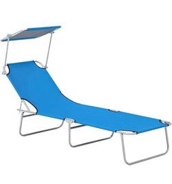 Folding Sun Lounger with Canopy