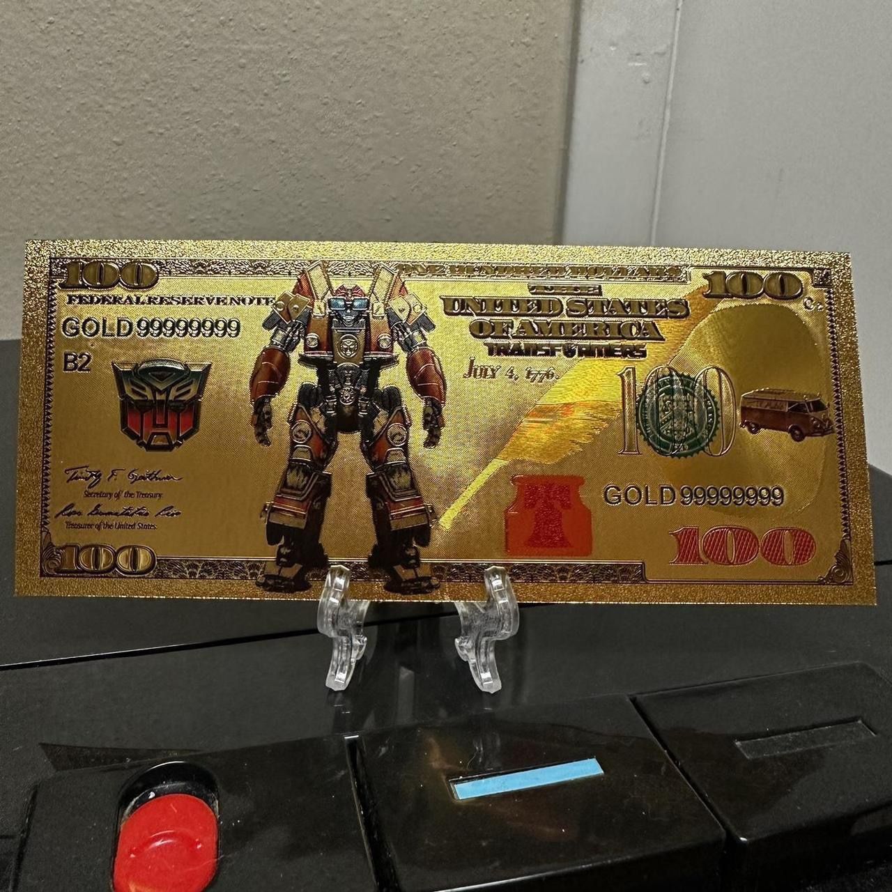 24k Gold Foil Plated Wheeljack Transformers Banknote