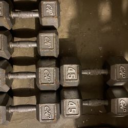 40s 45s 50s Hex Dumbells 