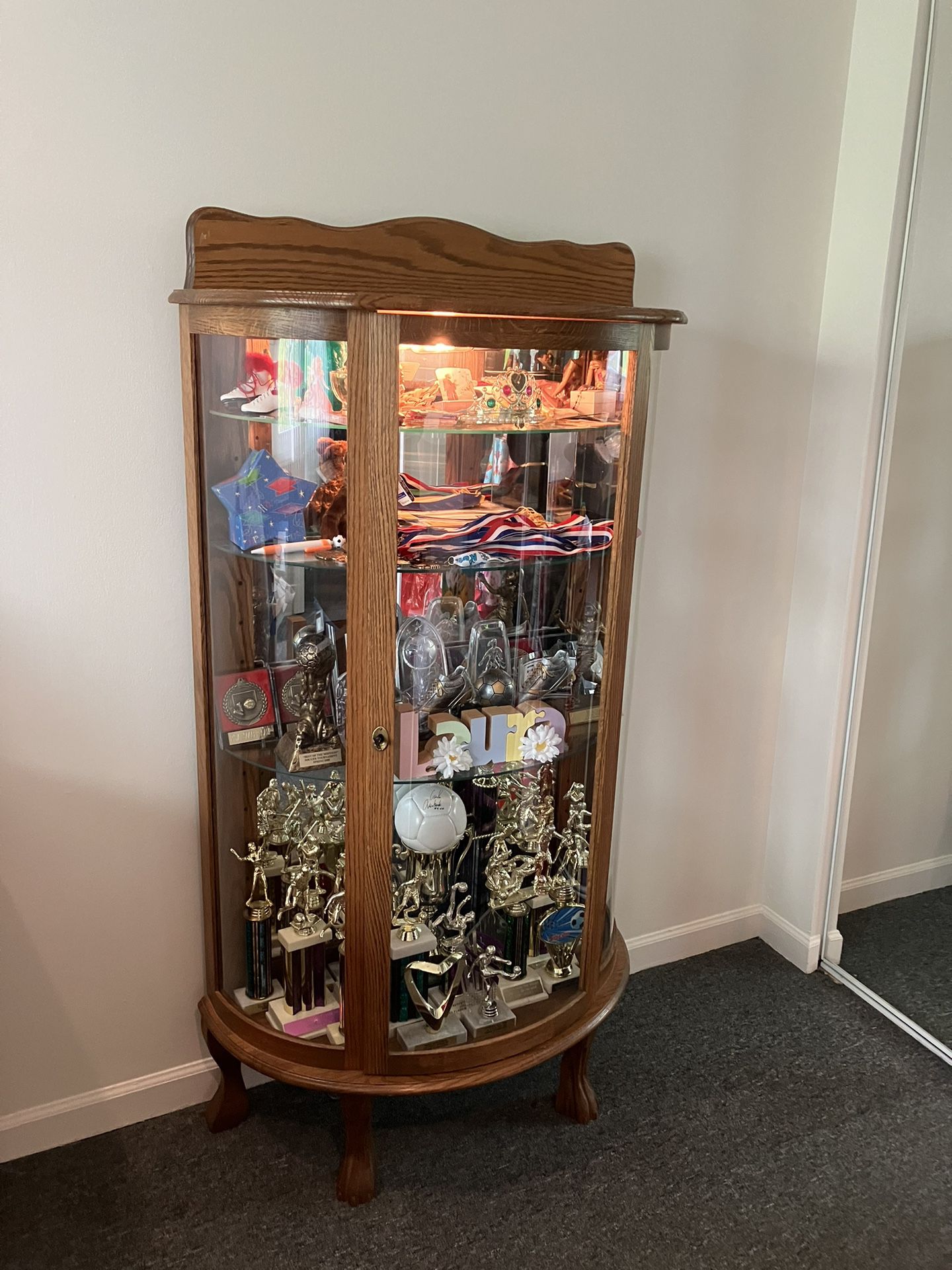 Curio Cabinet with Light and Key Lock