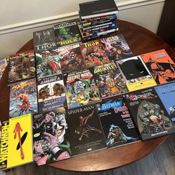 Marvel Comics and DC Comics Trade Paperback Lot. Batman, Spiderman, Avengers