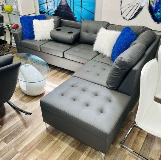 Grey Sectional Sofa Gray New Leather π