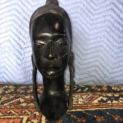 Beautiful African Carved Ebony Wood Bust 