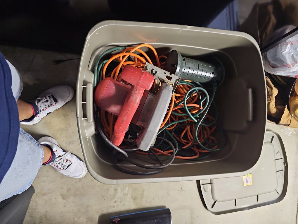 Box Of Extension  Cords And Skilsaw