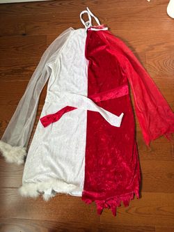 Pony Express Angel Devil Split Costume Dress Headband Set Red White Women M