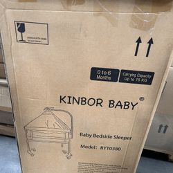 Baby Bedside Sleeper Bassinet with 6 Wheels White - 39.3in x 22in x 31.5in/50.7in