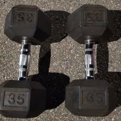 1 Pair 35 lb Rubber hex olympic dumbbells