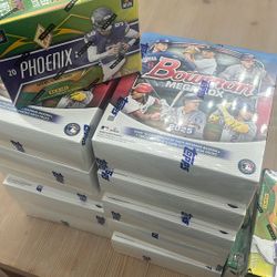 Sealed sports cards, baseball cards, football cards