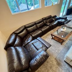 COUCH SECTIONAL DARK BROWN LEATHER