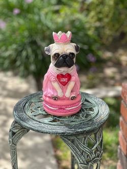 a Bella Lux Valentine's Day Princess Pug Figurine