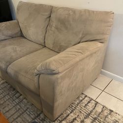 Tan beige loveseat sofa microfiber couch