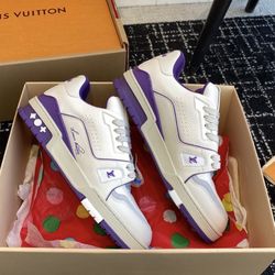 LOUIS VUITTON Trainer Cowhide Eye-catching tone highlighting design White and purple(28)39