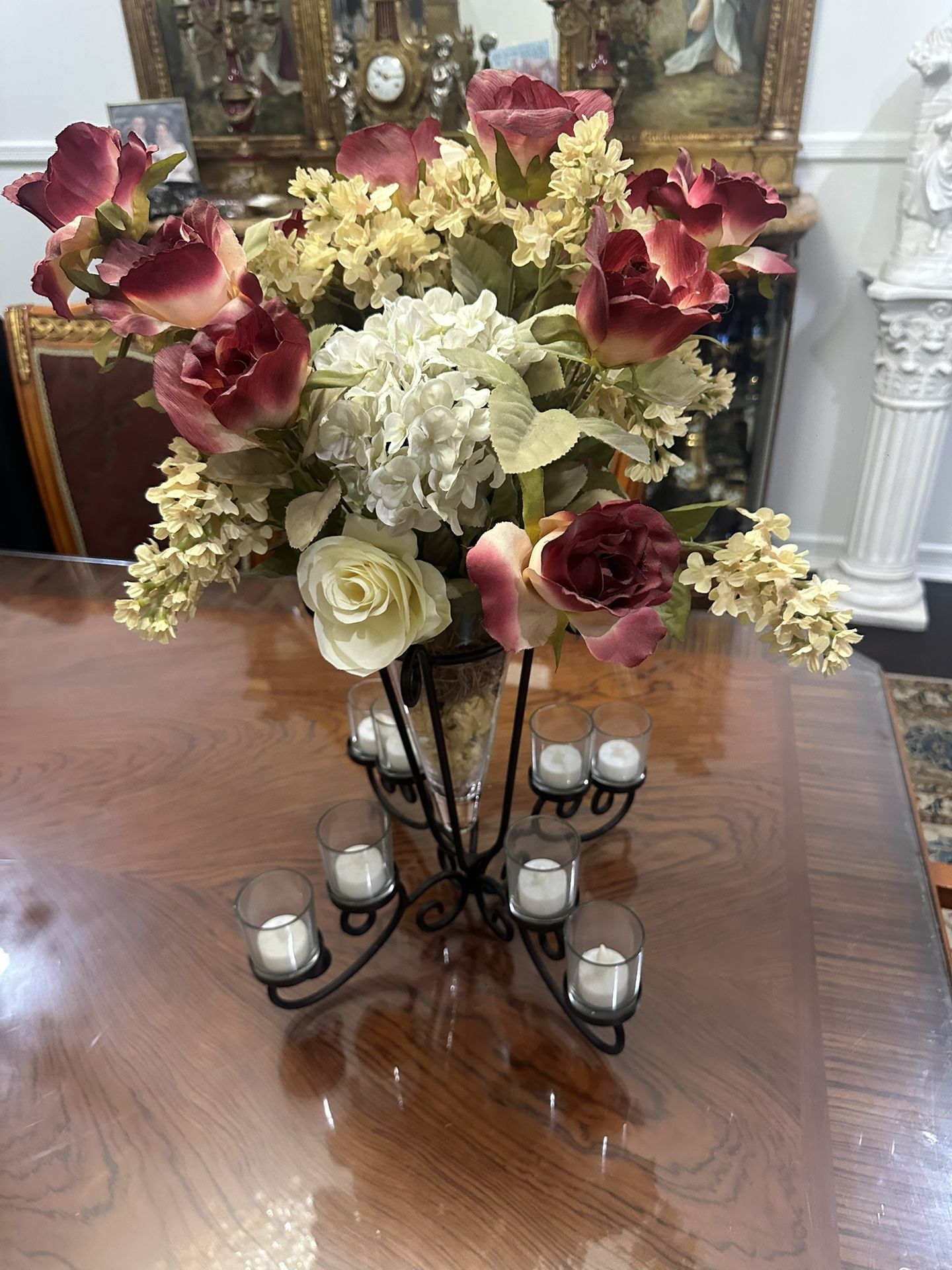 Beautiful Artificial Flowers With Candles 