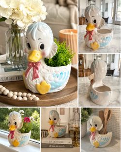 Vintage Samson Import Co. 1965 Ceramic Duck Planter / Nursery Decor – 8” Tall