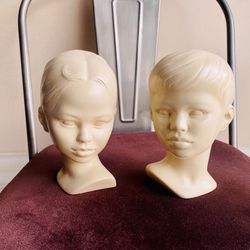 Boy and Girl Porcelain Busts