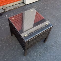 Small Rattan and Glass Side-table 