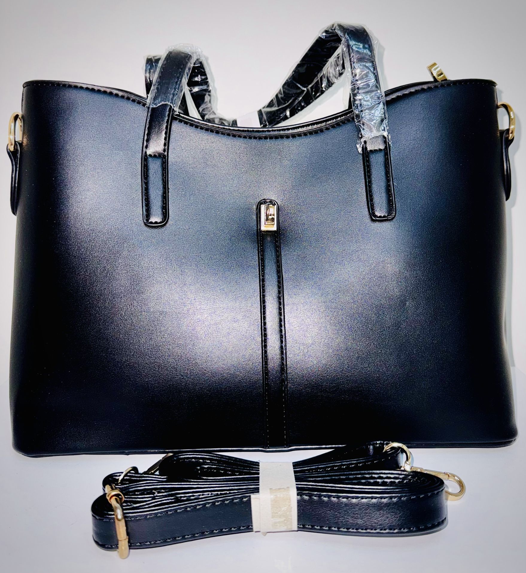 Personal Choice, Tote Leather Handbag, Black And Blue Color