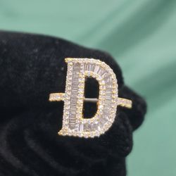 INTIAL "D" VVS D MOISSANITE GOLD AND 925 STERLING SILVER