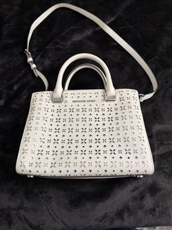 Michael Kors White Perforated Leather Satchel