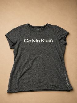 Calvin Klein Gray Logo Crew Neck Short Sleeve T-Shirt Women’s S Cotton Jersey