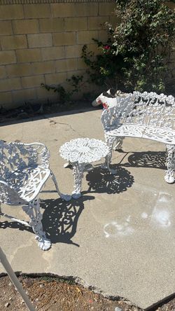3piece cast iron white queen Ann set vintage