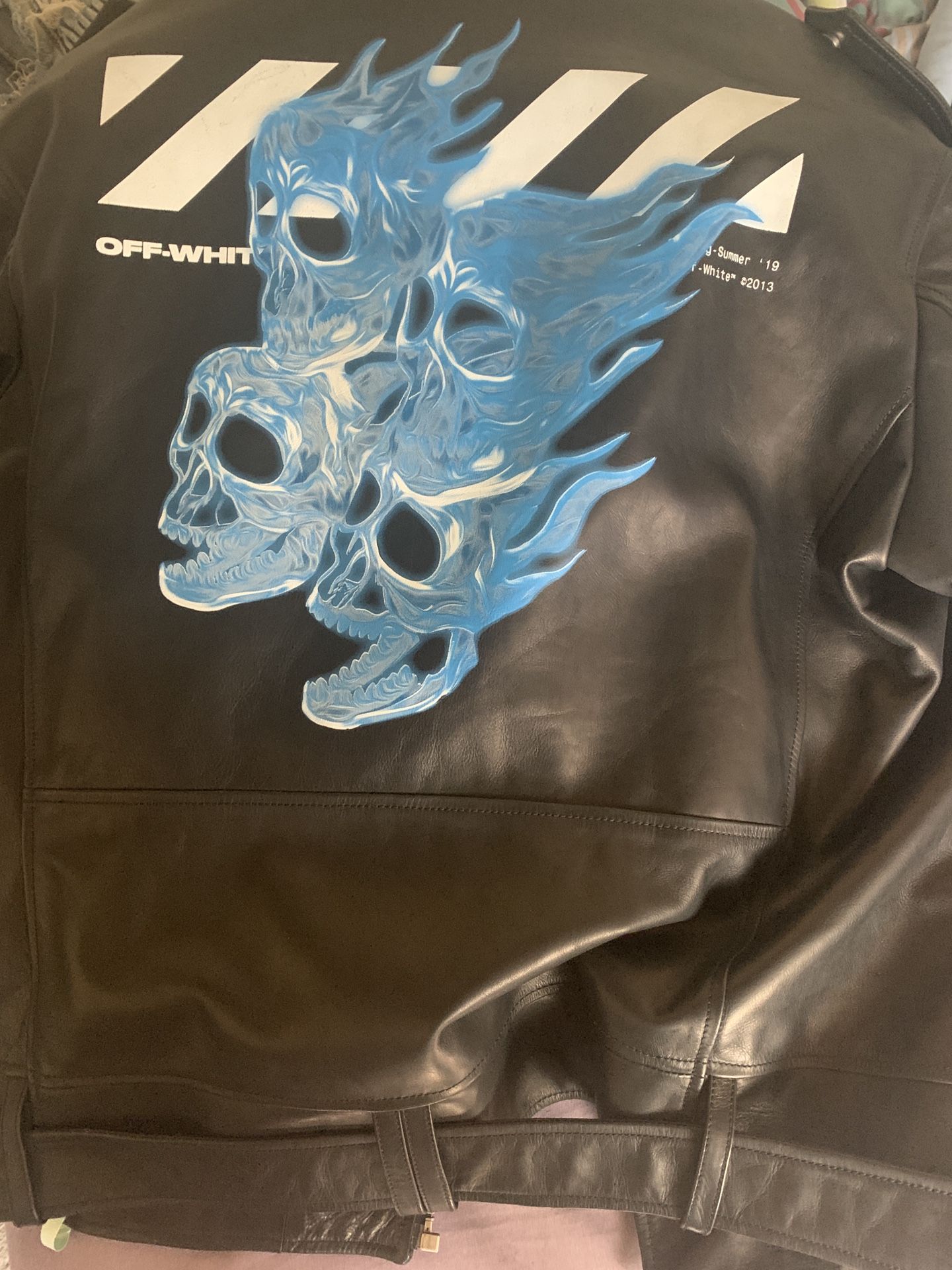 Off white biker skull jacket