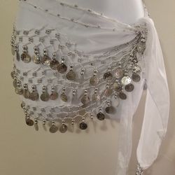 New White Belly Dancing Skirt Scarf Wrap