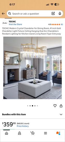 TOCHIC 41in Gold Crystal Chandelier New