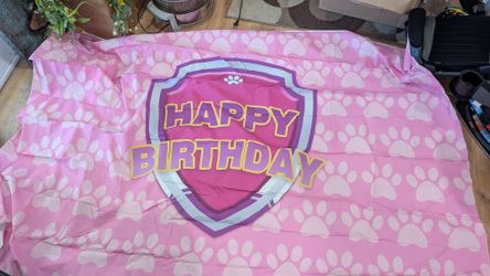 Pink Paw Patrol Happy Birthday Party Backdrop/Banner – Large