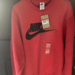 Nike Fleece Sweatshirt Sherpa Sweater Red Men’s Large 