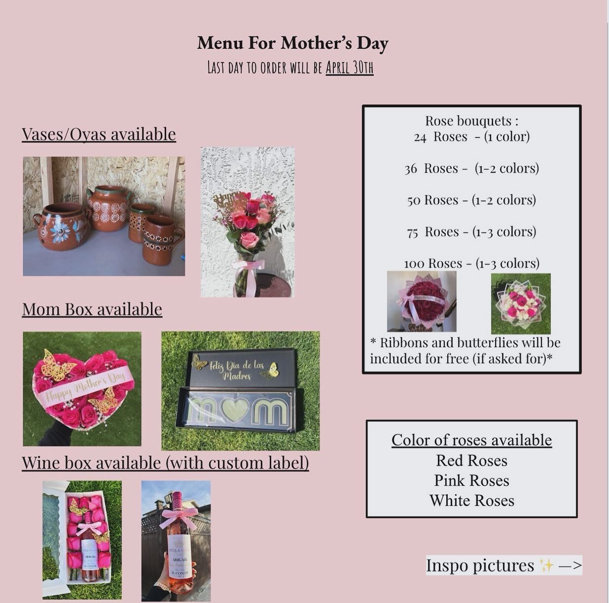 Arreglos para el día de las madres