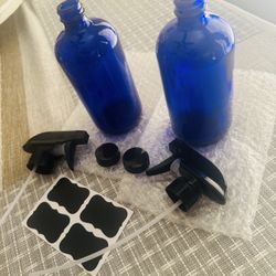 Set Of 2 Glass Bottles With Lids And Pumps! Brand New!