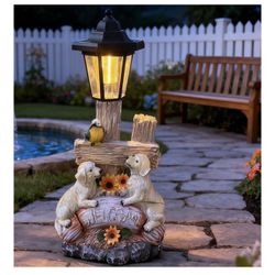 Outside Dog Statue with Solar Lantern