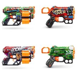 4 Pack w/ Darts/X-Shot SKINS Double Dread Double Menace Dart Blaster Combo Pack