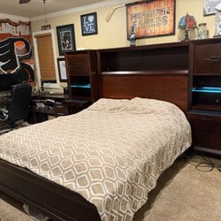 Vista Queen Platform-Look Wall Bed With Dresser & Mirror – Coffee Finish