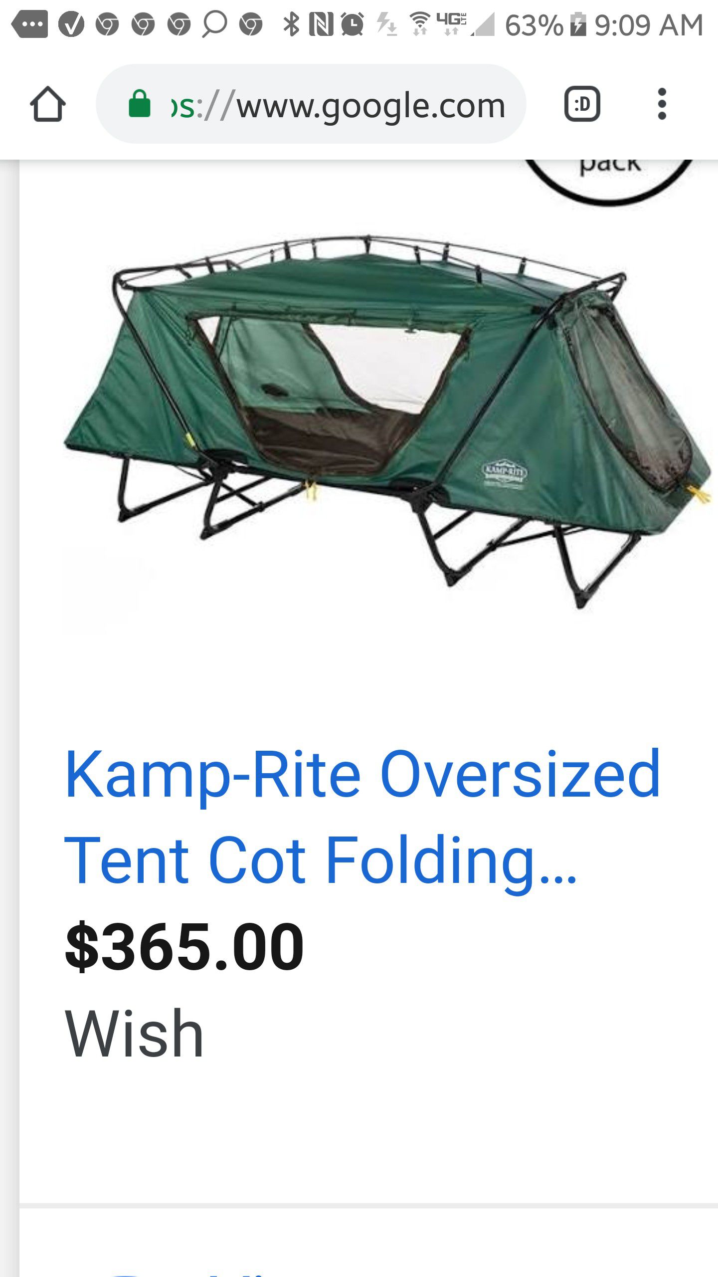 Camping Tent thats 2-person sleeping Cot too!- New