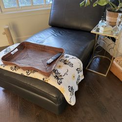  Black Leather Chaise
