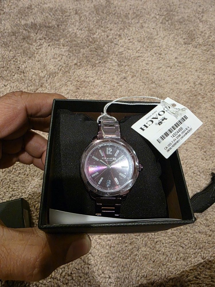 COACH Women\'s Kitt Ionic Plated Purple Steel Bracelet Watch, 34mm COACH Women main image 2