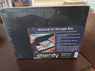 New Eternity Archival Clamshell Art Photo Storage Box, For Storing Artwork, Photos & Documents; Deluxe Acid-Free Sturdy & Lined W/Archival Paper; Blk