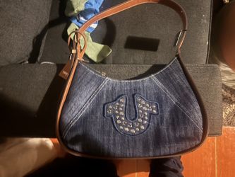 True Religon Strudded logo Denim Handbag