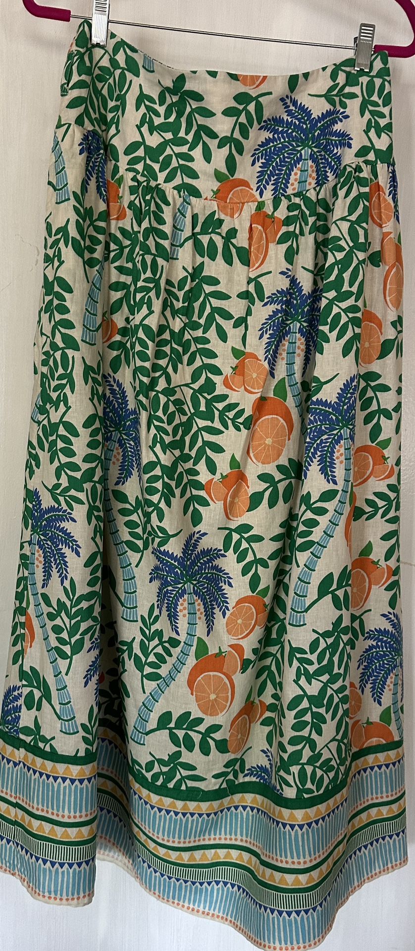 C&C California Green Orange Maxi A-Line Skirt